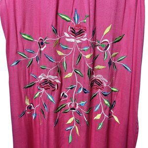 Beaches & Boho Womens M Sleeveless Button-Down Dress Floral Embroidery Coastal